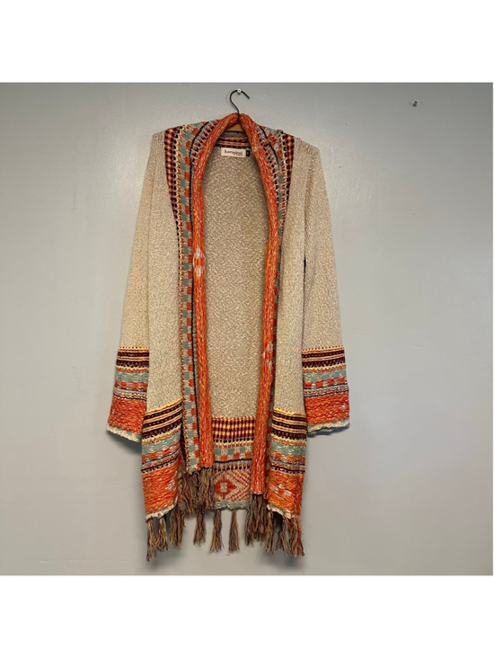 b.original by Shoe Fly Sweaters - B.Original by Shoe Fly Long knit Cardigan Beige & Orange Women’s Medium Boho
